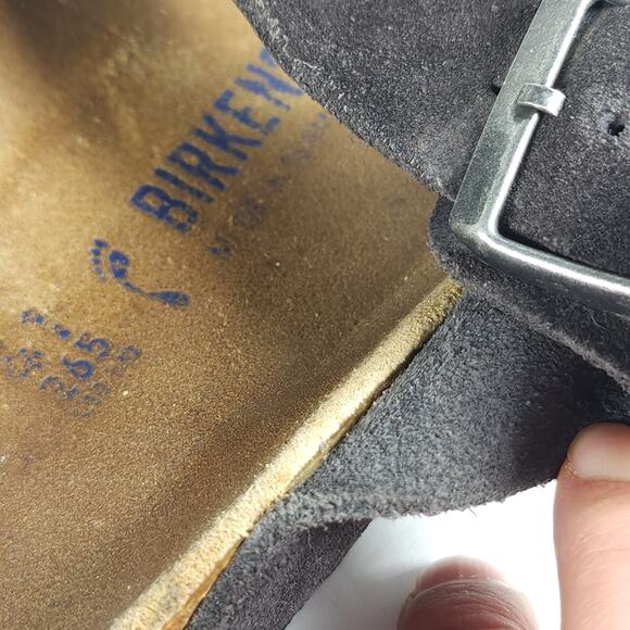 BIRKENSTOCK Arizona EU41 L10 M8 Suede Midnight Blue Soft Footbed Slide Sandals - Picture 14 of 16